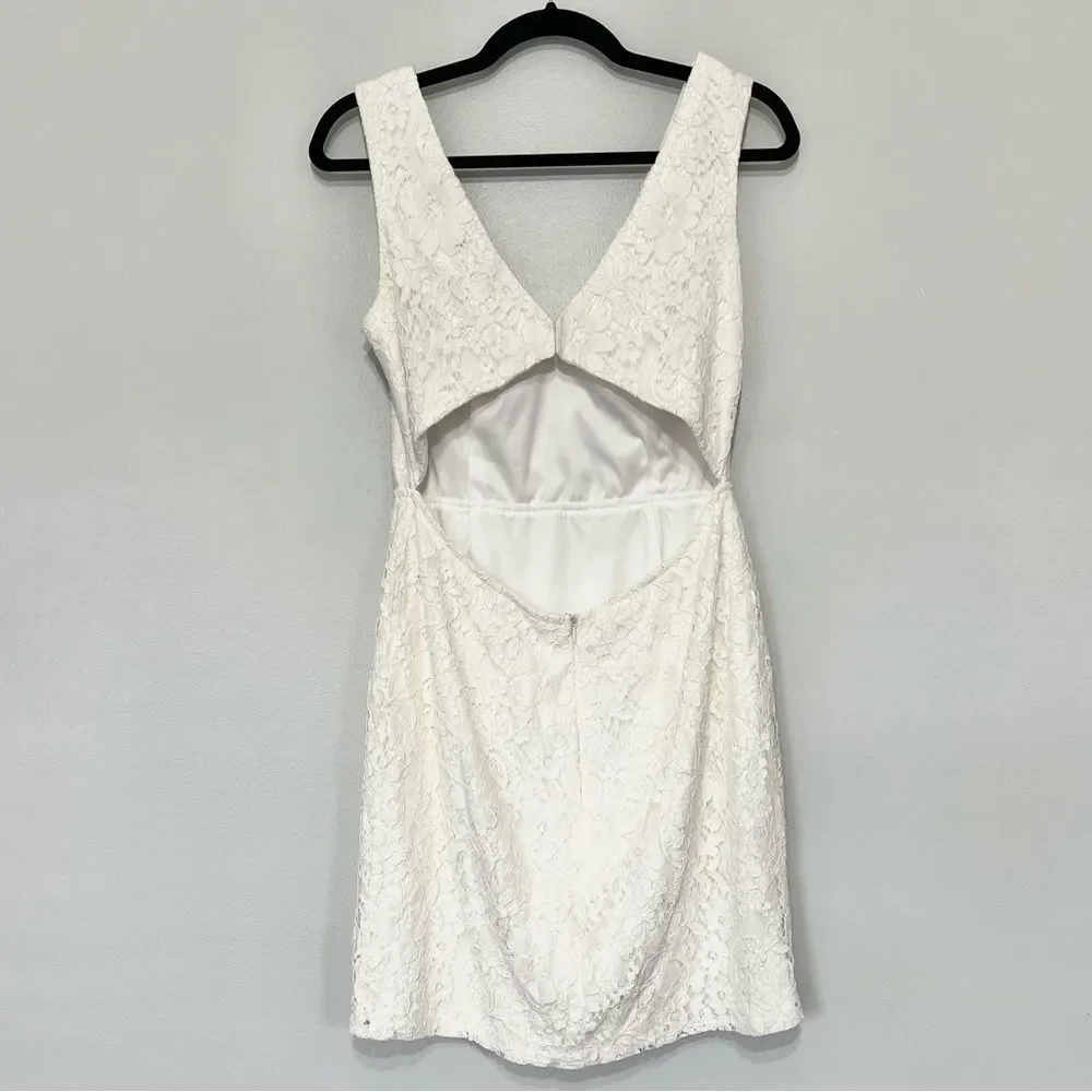 Lulu's White Lace V-Neck Cutout Mini Dress - Picture 3 of 11